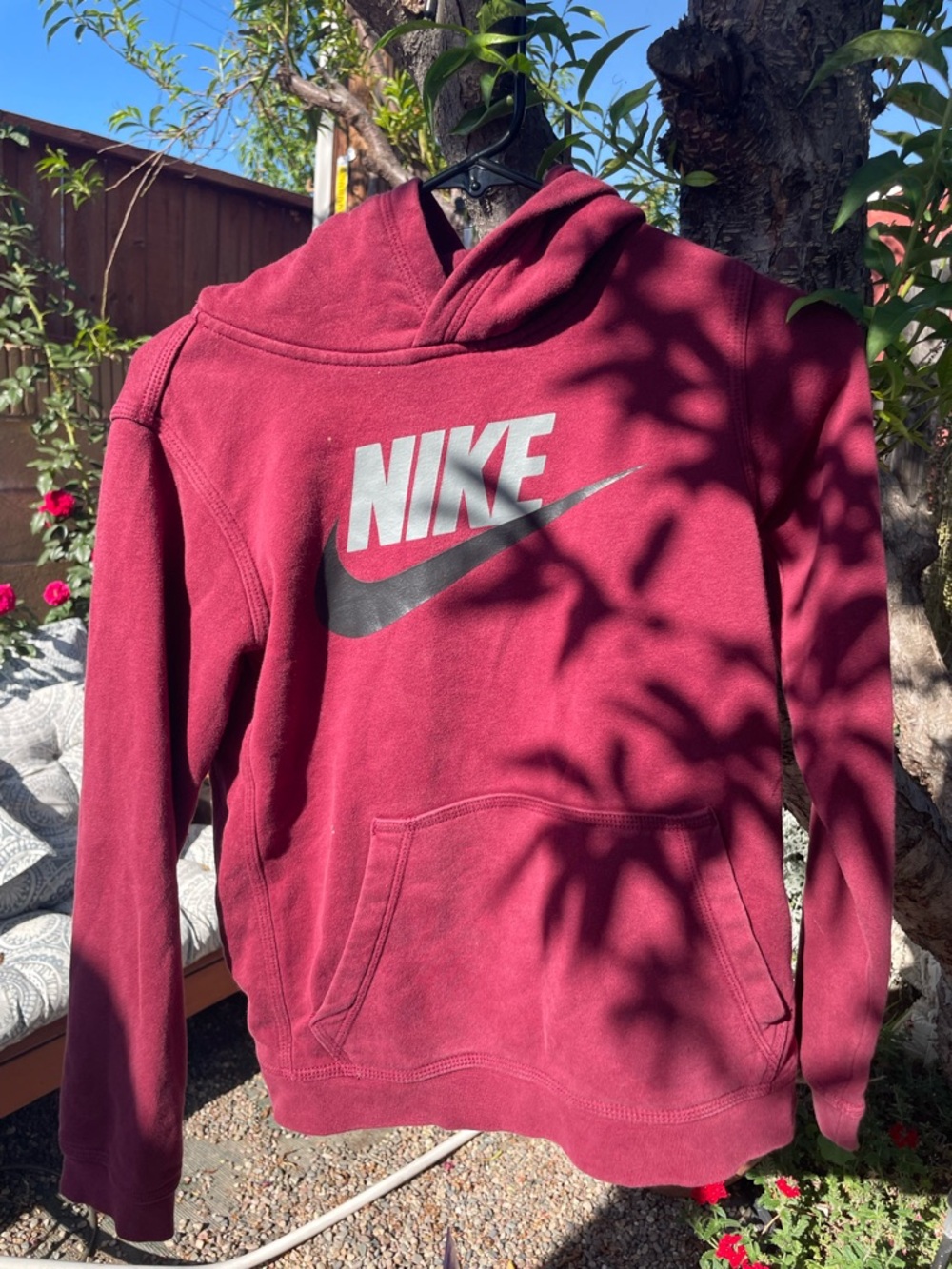 Nike Burgundy Hoodie with White Logo
